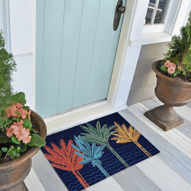 Liora Manne Frontporch Palms Indoor Outdoor Area Rug Navy