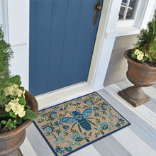 Load image into Gallery viewer, Liora Manne Frontporch Flora Bee Indoor Outdoor Rug Blue/Natural