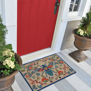 Liora Manne Frontporch Flora Bee Indoor Outdoor Rug Multi/Natural