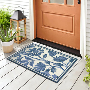 Liora Manne Capri Floral Vine Indoor Outdoor Area Rug Blue