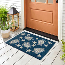 Load image into Gallery viewer, Liora Manne Esencia Turtle And Stars Indoor Outdoor Mat Navy
