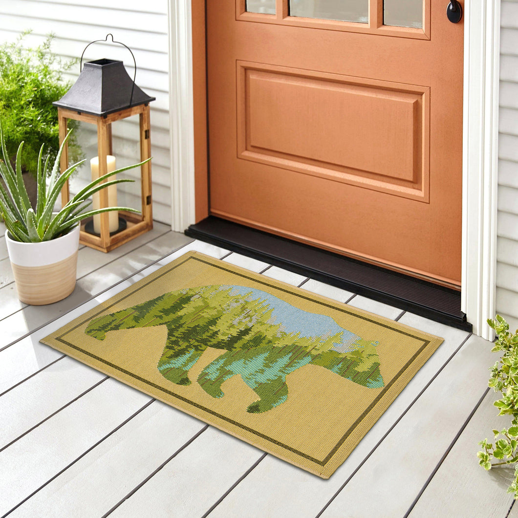 Liora Manne Esencia Bear Mountain Indoor Outdoor Mat Natural