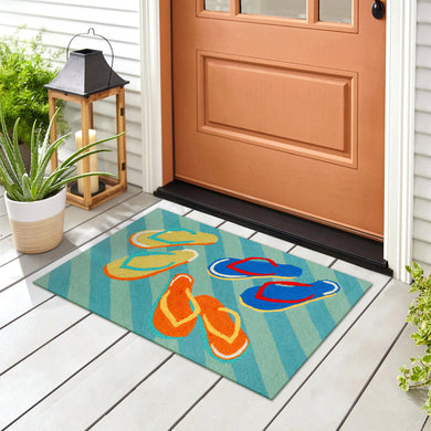 Liora Manne Frontporch Flip Flops Indoor Outdoor Area Rug Blue