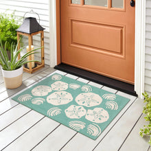 Load image into Gallery viewer, Liora Manne Frontporch Shell Toss Indoor Outdoor Area Rug Aqua