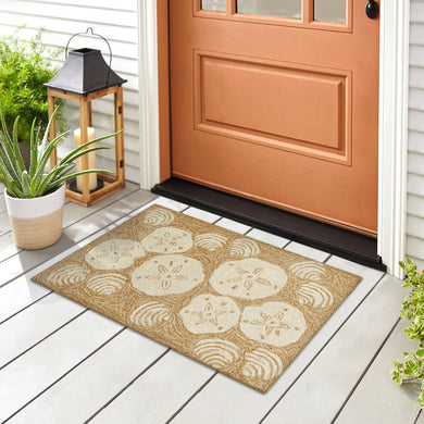 Liora Manne Frontporch Shell Toss Indoor Outdoor Area Rug Natural