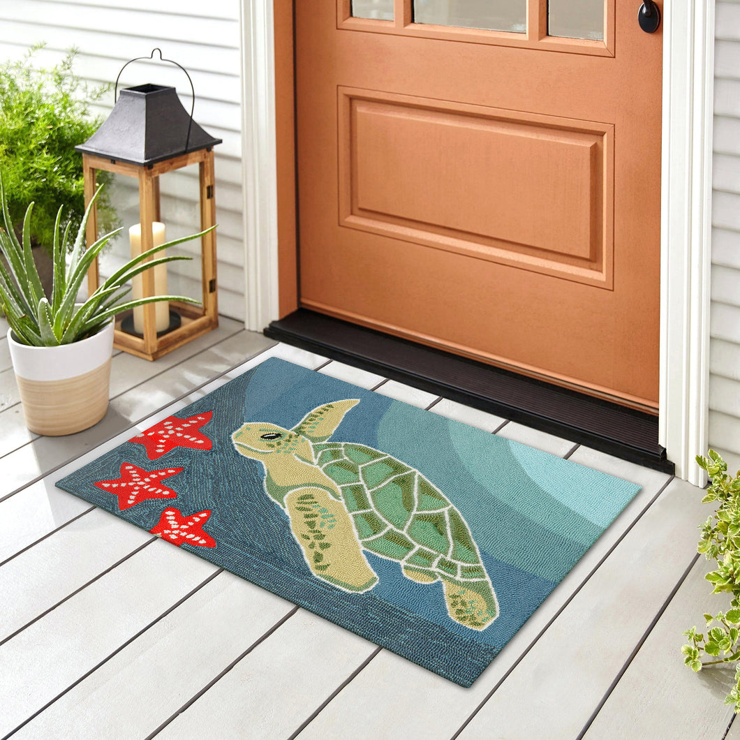 Liora Manne Frontporch Sea Turtle Indoor Outdoor Area Rug Ocean