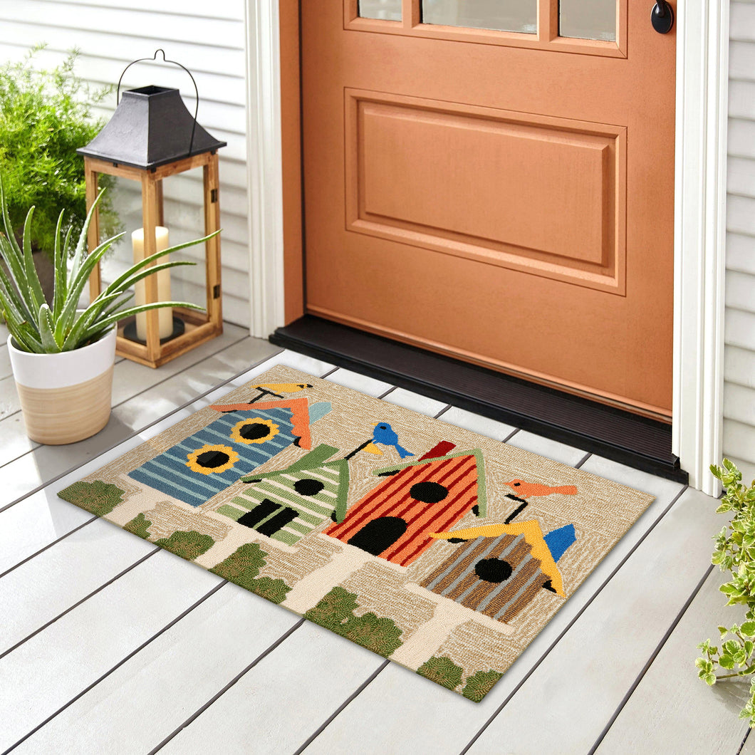 Liora Manne Frontporch Birdhouses Indoor Outdoor Area Rug Multi