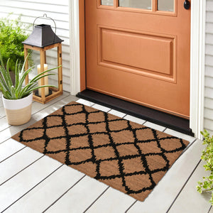 Liora Manne Natura Ikat Lattice Outdoor Door Mat Black