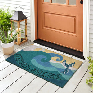 Liora Manne Natura Mermaids Welcome Outdoor Door Mat Ocean