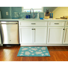 Load image into Gallery viewer, Liora Manne Esencia Turtle And Stars Indoor Outdoor Area Mat Aqua