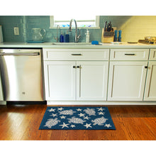 Load image into Gallery viewer, Liora Manne Esencia Turtle And Stars Indoor Outdoor Mat Navy
