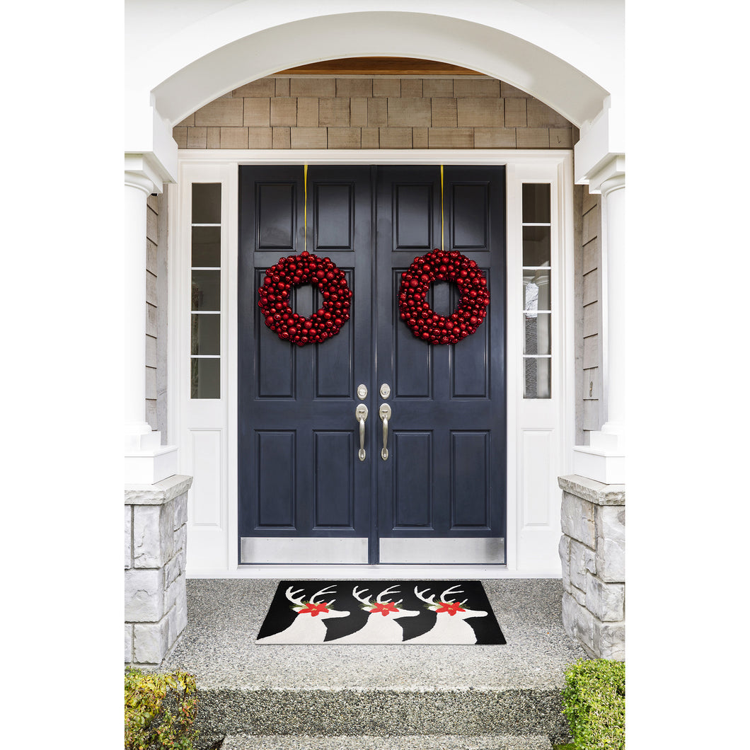 Liora Manne Frontporch Reindeer Indoor Outdoor Area Rug Black
