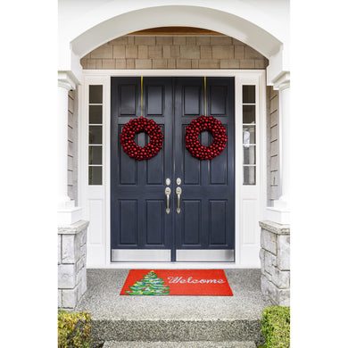 Liora Manne Natura Winter Welcome Outdoor Door Mat Red 1'6