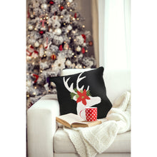 Load image into Gallery viewer, Liora Manne Frontporch Reindeer Indoor Outdoor Decorative Pillow Black