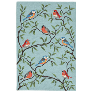 Liora Manne Ravella Birds On Branches Indoor Outdoor Area Rug Aqua