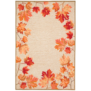 Liora Manne Ravella Falling Leaves Border Indoor Outdoor Area Rug Natural