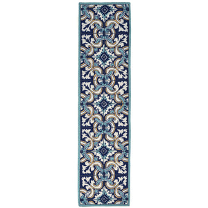 Liora Manne Ravella Floral Tile Indoor Outdoor Area Rug Navy