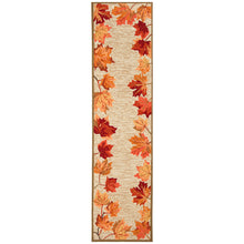 Load image into Gallery viewer, Liora Manne Ravella Falling Leaves Border Indoor Outdoor Area Rug Natural