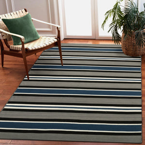 Liora Manne Sorrento Cabana Stripe Indoor Outdoor Area Rug Navy