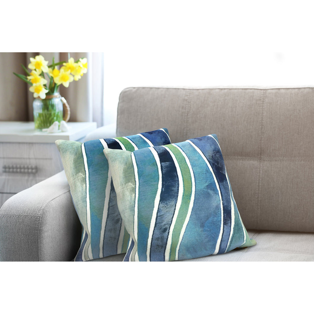 Liora Manne Visions III Waves Indoor Outdoor Decorative Pillow Ocean