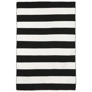 Liora Manne Sorrento Rugby Stripe Indoor Outdoor Area Rug Black