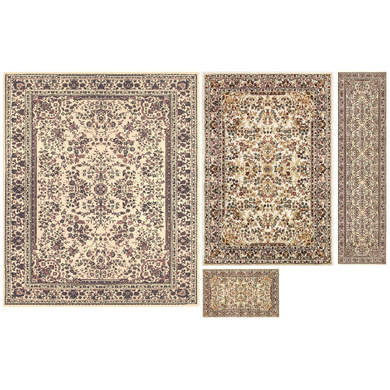 Liora Manne Caspian Sarouk Indoor Area Rug 4 Piece Set, Ivory